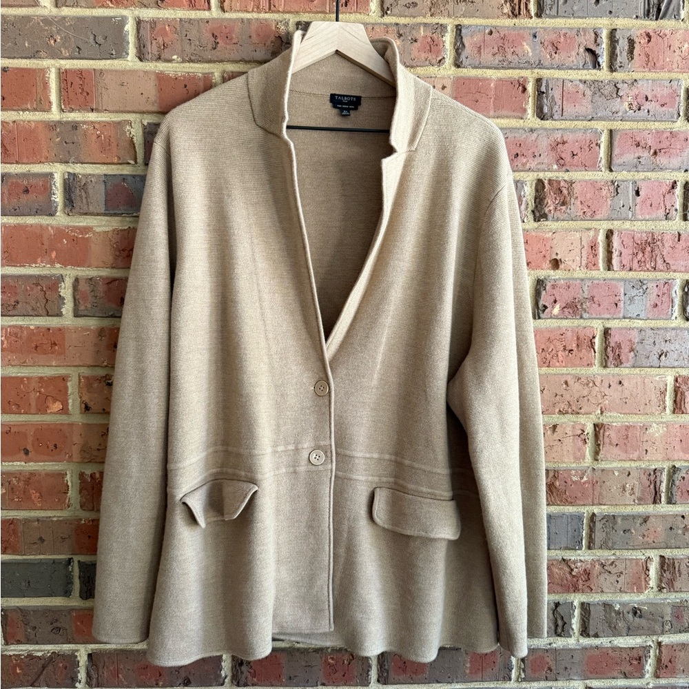 Talbots Merino Wool Cardigan in Tan